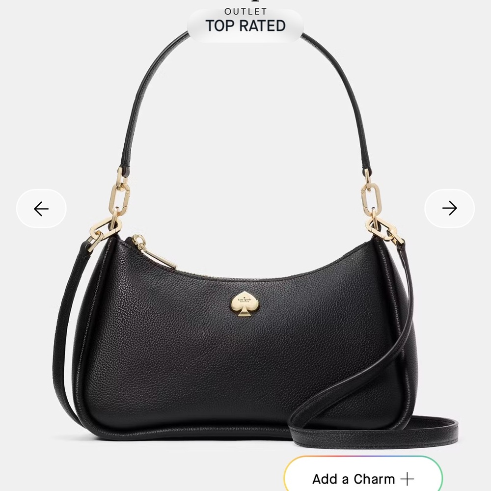 Kate Spade “Kayla” Black Pebbled Leather Shoulder Bag